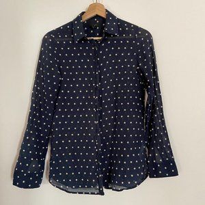 JCREW Navy Polka Dot Button Down Shirt